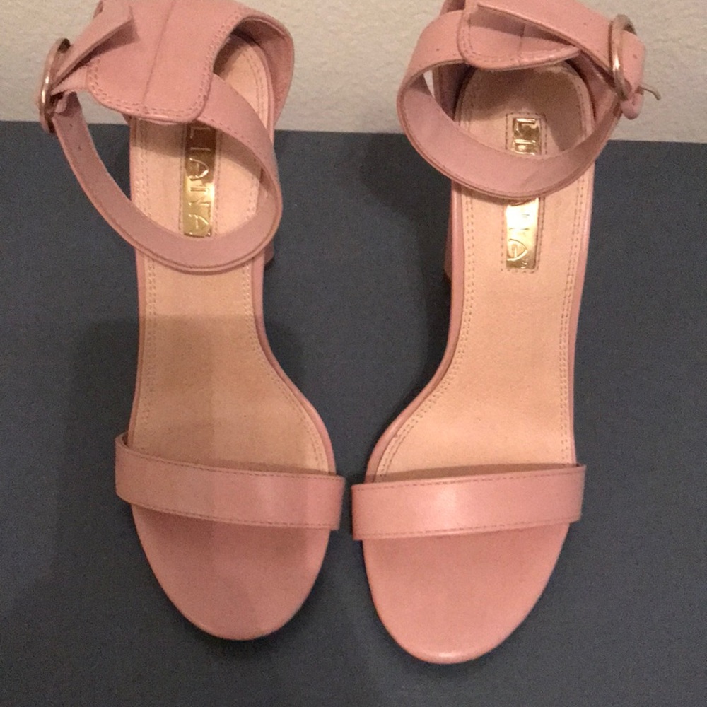Rose pink strapped heels